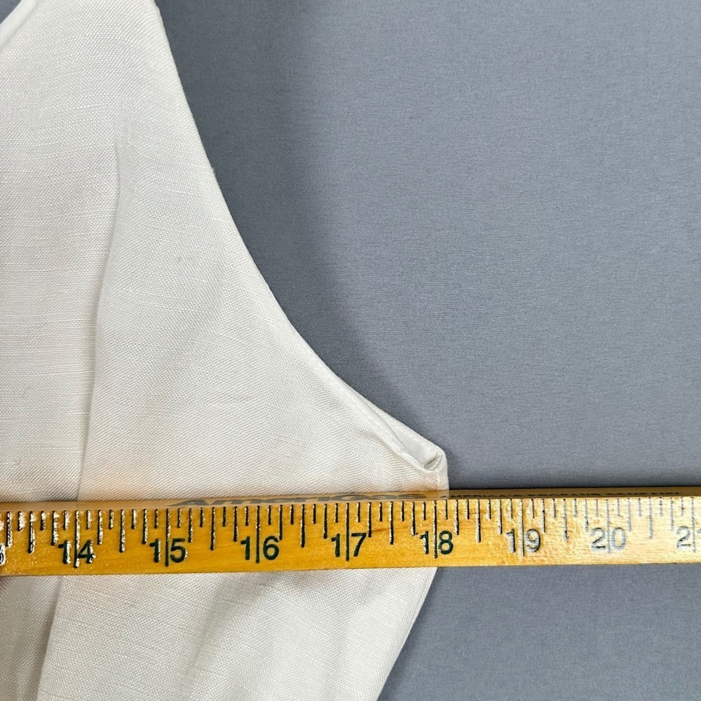 LOFT Womens 8 White Linen Blend Wide Leg Cropped Jumpsuit Romper Tie Waist - Picture 9 of 13